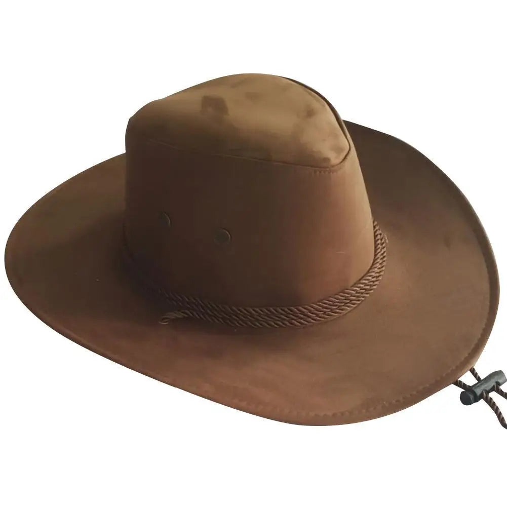 Men's Wide Brim Cowboy Hat – Breathable Adjustable Summer Sun Protection
