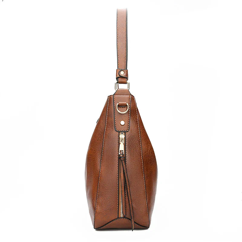 Vintage PU Leather Hobo Bag For Women Large Capacity Tote-MODAUTLET