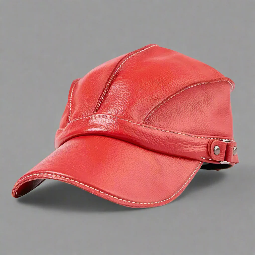 Genuine Leather Feedora Hat For Stylish Everyday Versatility Red