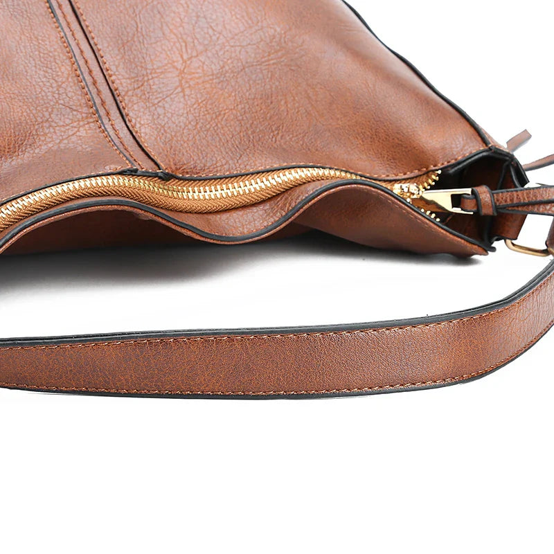 Vintage PU Leather Hobo Bag For Women Large Capacity Tote-MODAUTLET