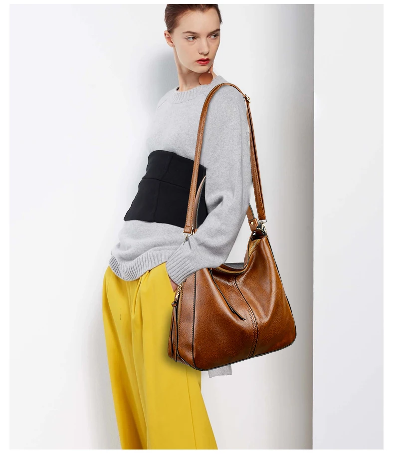 Vintage PU Leather Hobo Bag For Women Large Capacity Tote-MODAUTLET