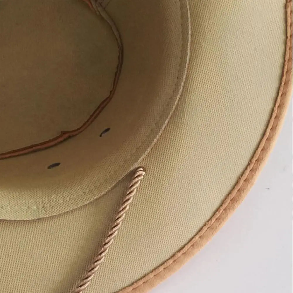 Men's Wide Brim Cowboy Hat – Breathable Adjustable Summer Sun Protection