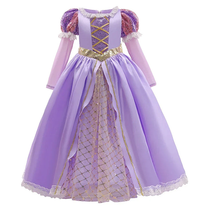 Halloween's Girls Ball Gown Dress with Puff Sleeves and Applique Detail