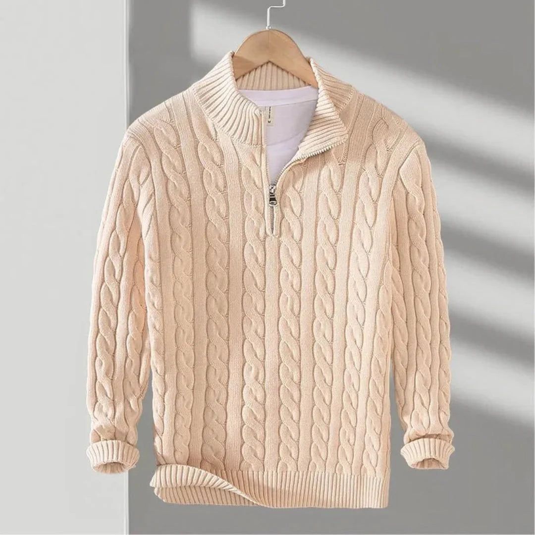 Cozy Cable Knit Half-Zip Sweater