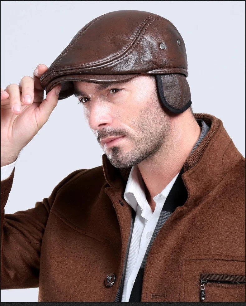 Authentic Cowhide Leather Baseball Cap-MODAUTLET