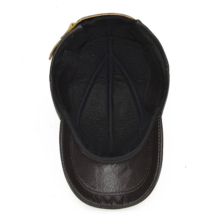 Authentic Leather Earflap Baseball Cap – Warm Cowhide for Winter-MODAUTLET
