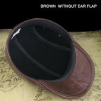 Authentic Cowhide Leather Baseball Cap BROWN WITHOUT EAR