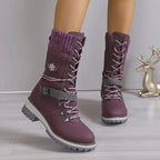 Women's Stylish High Heel Winter Boots – Warm & Cozy for Cold Weather Purple