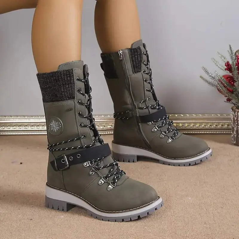 Women's Stylish High Heel Winter Boots – Warm & Cozy for Cold Weather Green