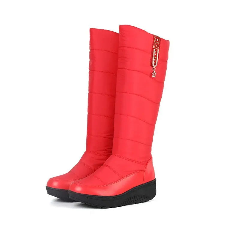 Women's Stylish High-Top Winter Boots – Warm & Comfortable Red