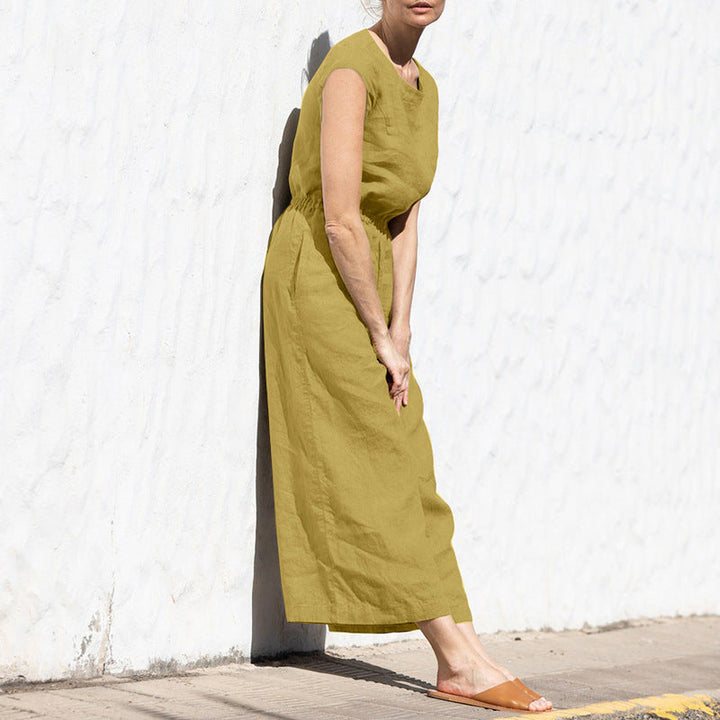 Women's High Waist Sleeveless Loose Jumpsuit for Comfort and Style
