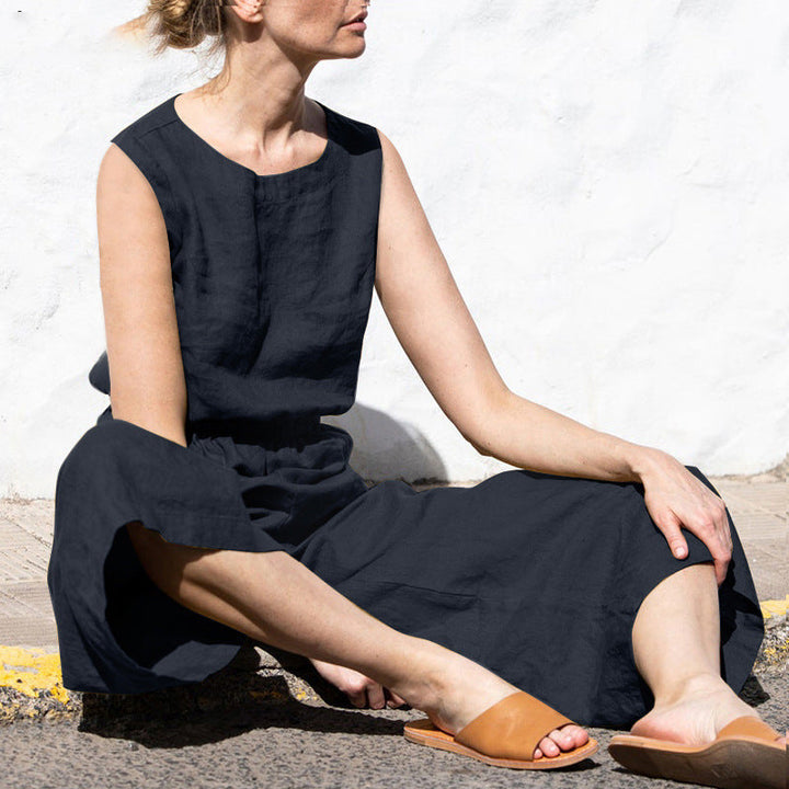 Women's High Waist Sleeveless Loose Jumpsuit for Comfort and Style