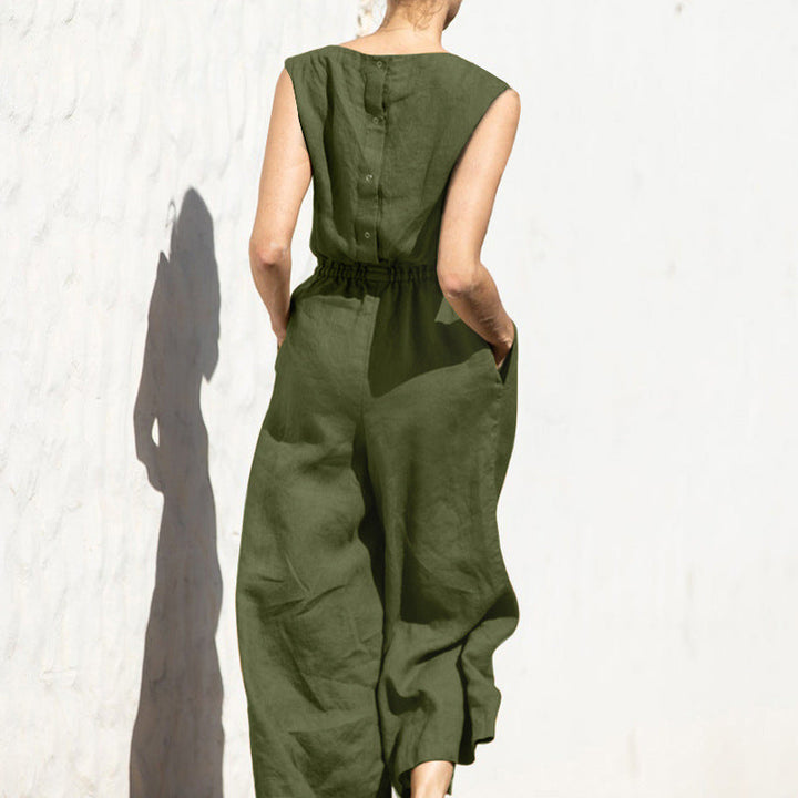 Women's High Waist Sleeveless Loose Jumpsuit for Comfort and Style