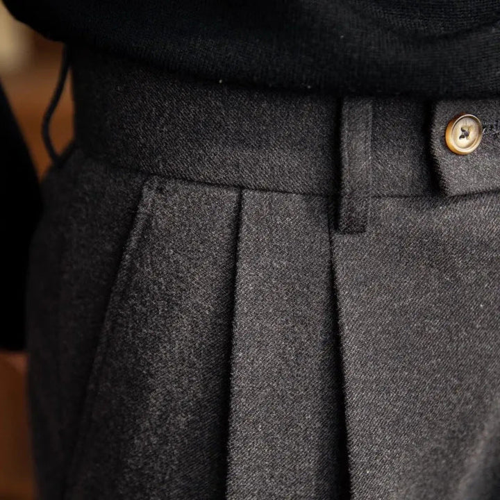 Michael | Men's High Waisted Pleated Straight Leg Trousers