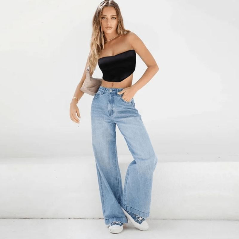 Women's High Rise Wide Leg Jeans-MODAUTLET