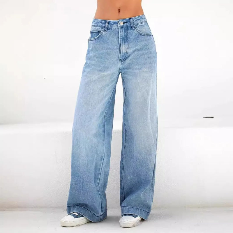 Women's High Rise Wide Leg Jeans-MODAUTLET