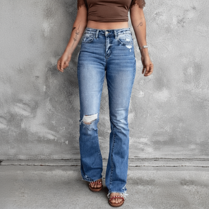 Women's Ripped High Waisted Jeans-MODAUTLET