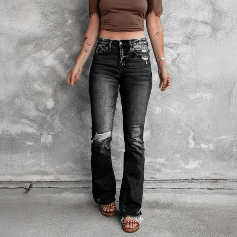 Women's Ripped High Waisted Jeans-MODAUTLET