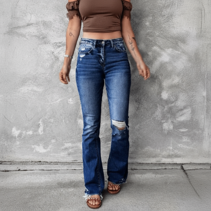 Women's Ripped High Waisted Jeans-MODAUTLET