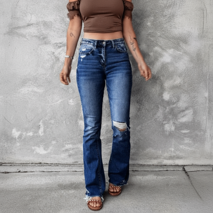 Women's Ripped High Waisted Jeans-MODAUTLET