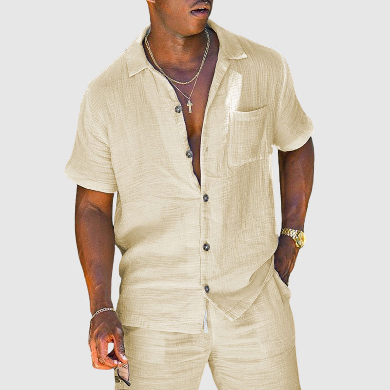Hudson | Men's Cotton Textured Two-Piece Lounge Set-MODAUTLET