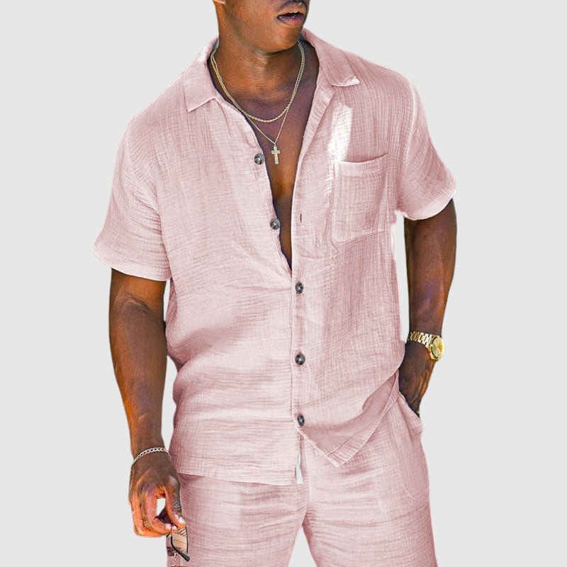 Hudson | Men's Cotton Textured Two-Piece Lounge Set-MODAUTLET