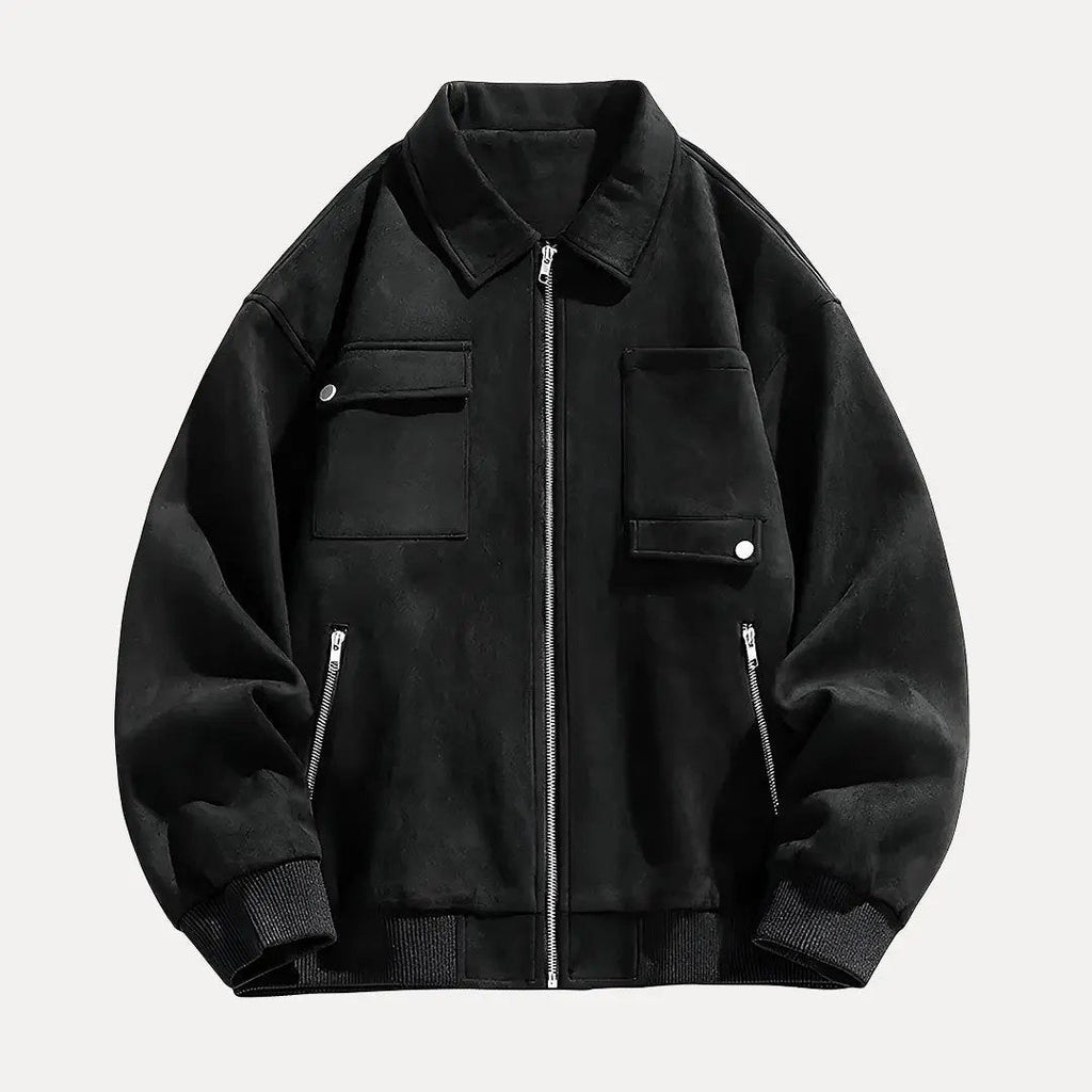 Oversized Suede Jacket for Ultimate Style Black