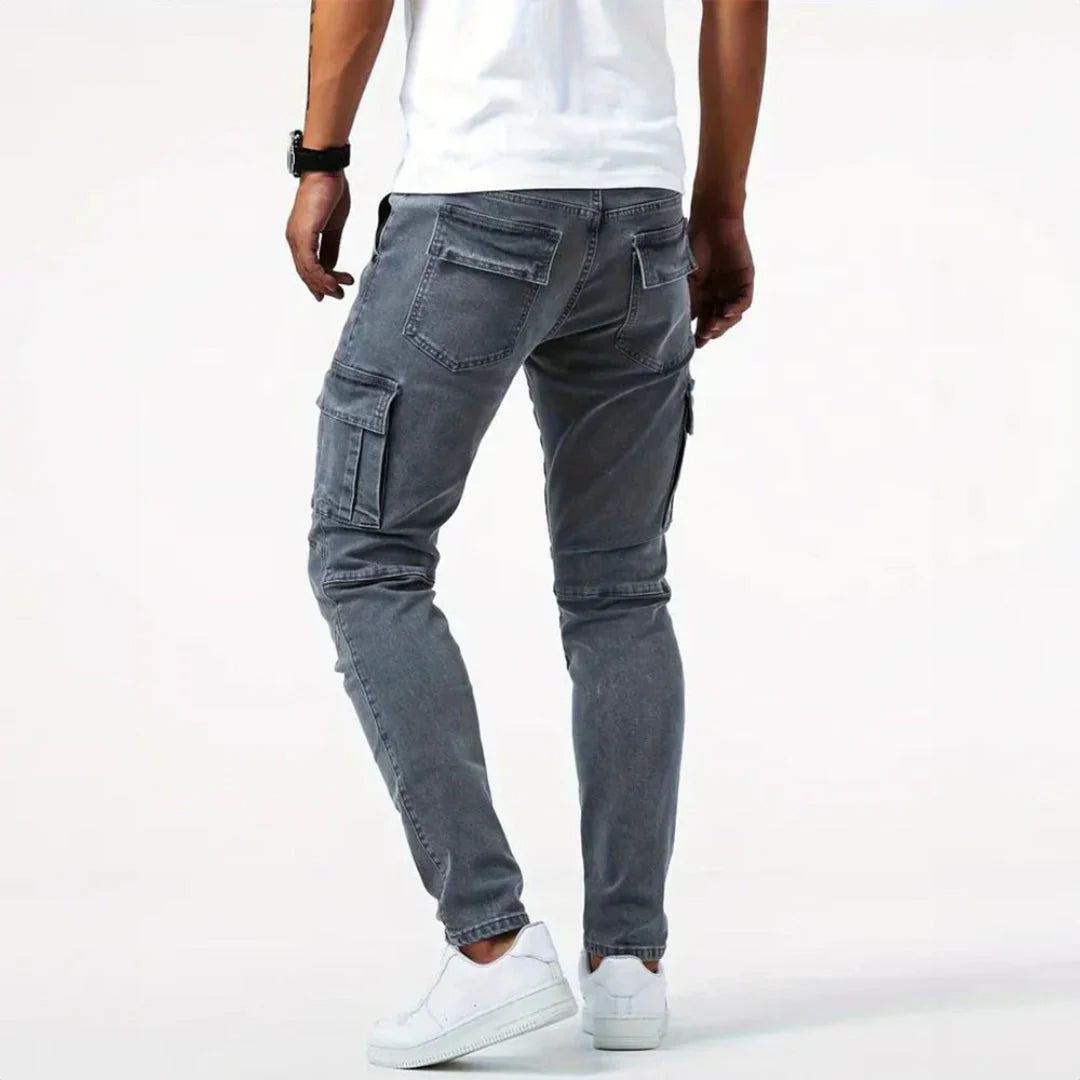 Men's Slim Fit Denim Cargo Pants-MODAUTLET