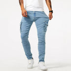 Men's Slim Fit Denim Cargo Pants Blue