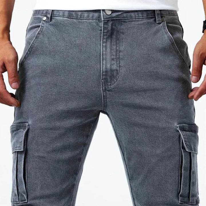 Men's Slim Fit Denim Cargo Pants-MODAUTLET