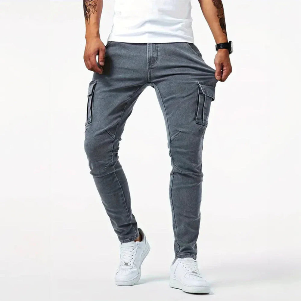 Men's Slim Fit Denim Cargo Pants-MODAUTLET