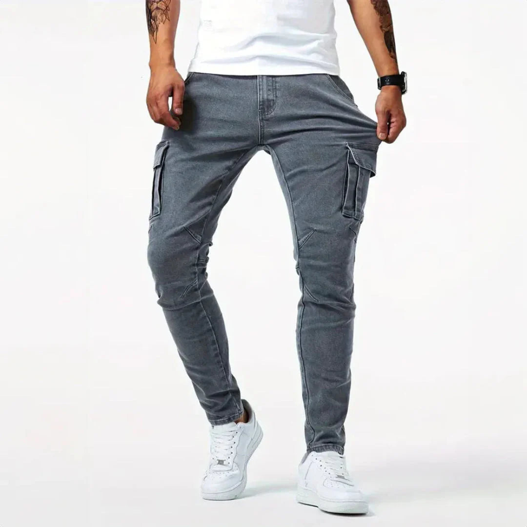 Men's Slim Fit Denim Cargo Pants-MODAUTLET
