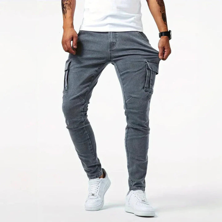 Men's Slim Fit Denim Cargo Pants-MODAUTLET