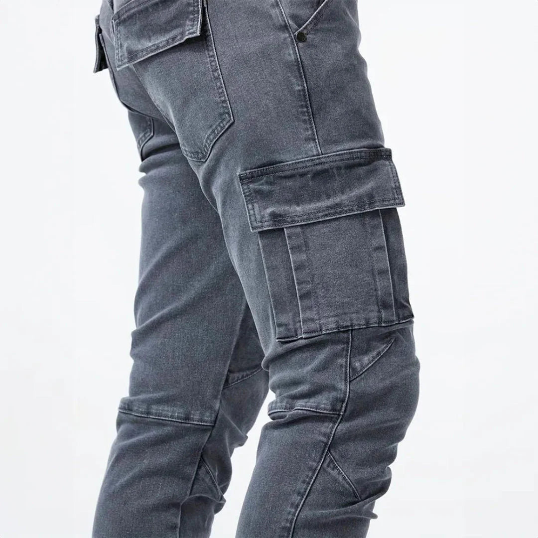 Men's Slim Fit Denim Cargo Pants-MODAUTLET