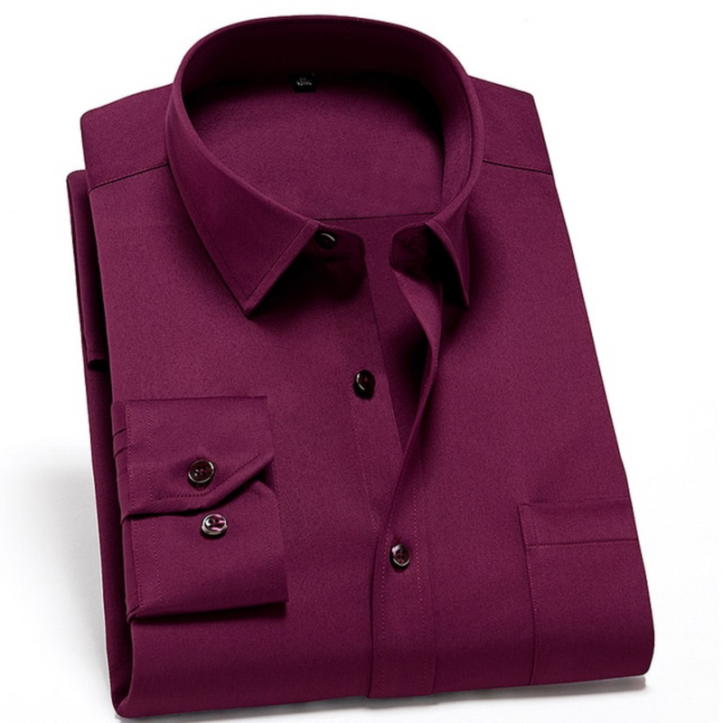 Men's Stretch Comfort Dress Shirt Burgundy red