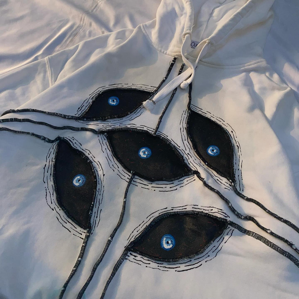 Eye Patchwork Hoodie for Bold Japanese Streetwear Style
