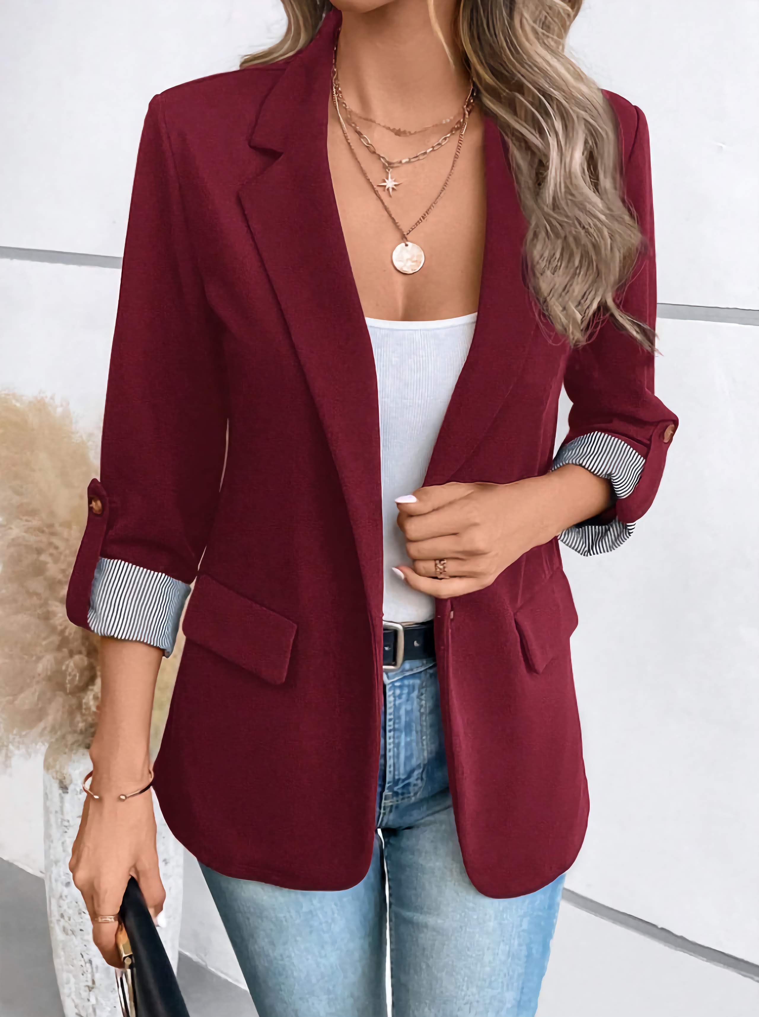 Tailored Womens Blazer For Professional Power Suit Office Red