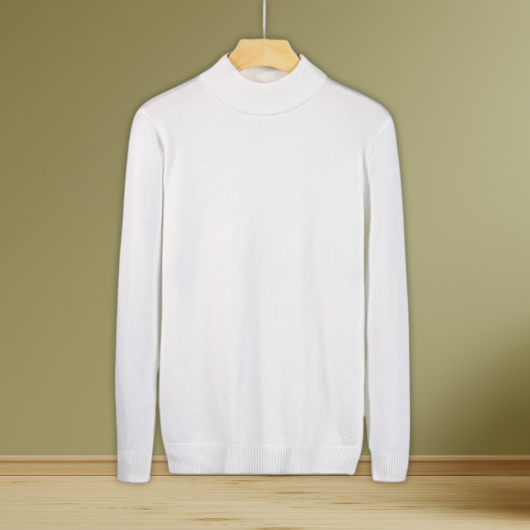Men's Cozy Wool Sweater - Premium Warmth & Comfort White