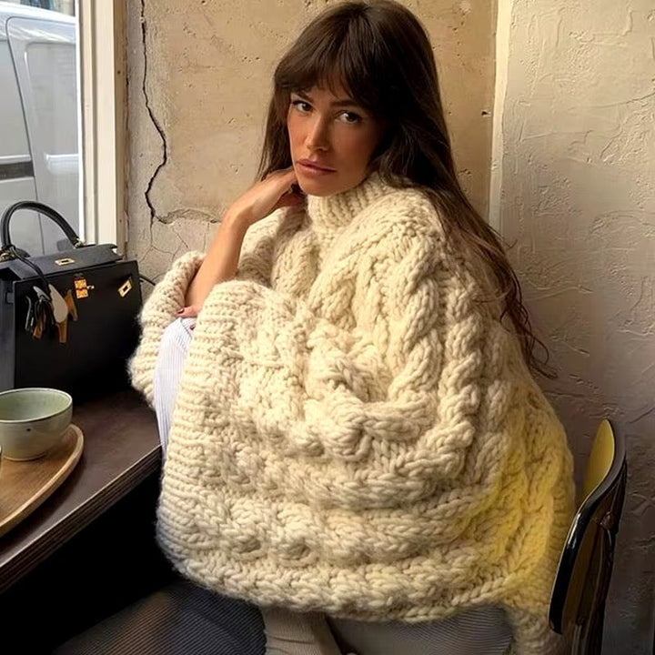 Women’s Oversized Khaki Sweater – Cozy Loose-Fit Knit Pullover for Autumn & Winter-MODAUTLET