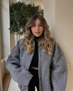 Thermal O Neck Jacket for Women With Pockets Warm Coat