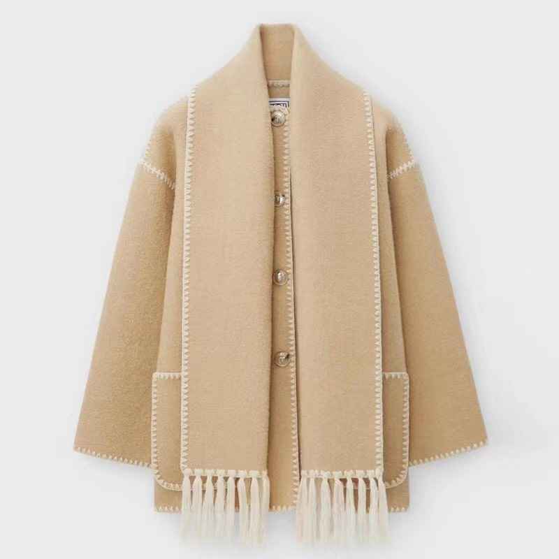 Cozy Warm Wool Cape Jacket Timeless Winter Style Elegance Persimmons