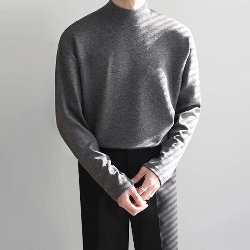 Mock Neck Pullover Sweater Dark Gray