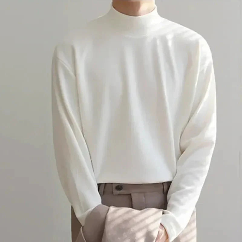 Mock Neck Pullover Sweater White