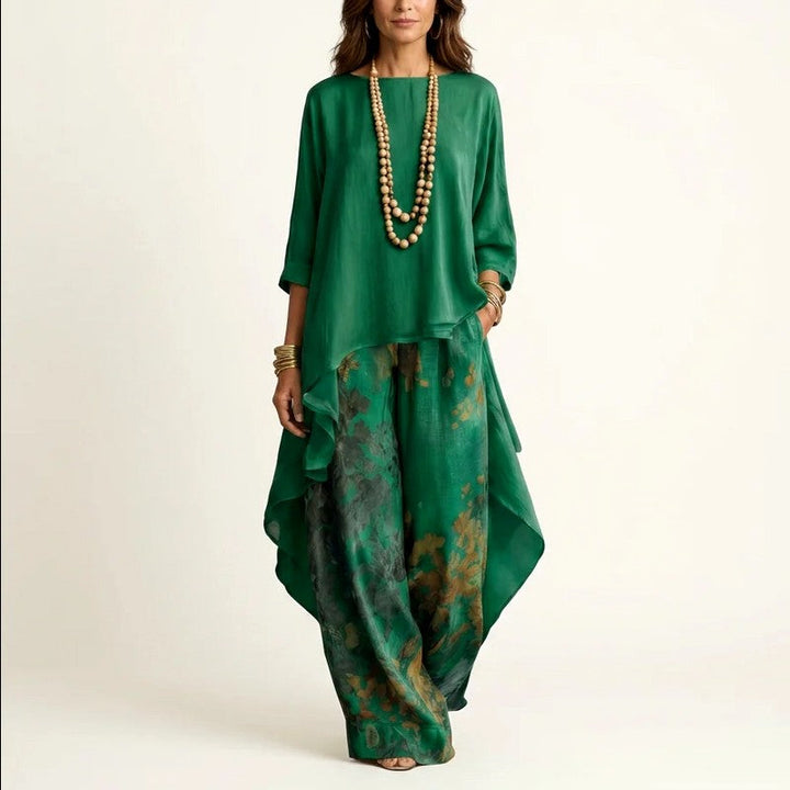 Ira | Women's Cotton-Silk Asymmetric Matching Outfit-MODAUTLET