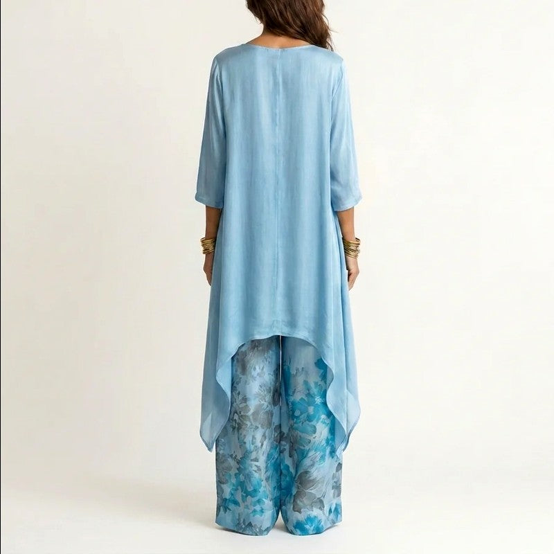 Ira | Women's Cotton-Silk Asymmetric Matching Outfit-MODAUTLET