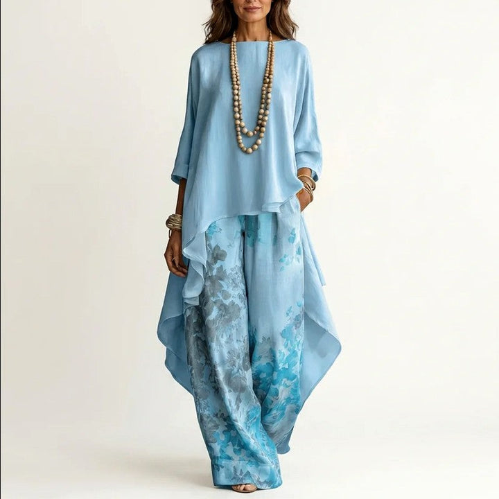 Ira | Women's Cotton-Silk Asymmetric Matching Outfit-MODAUTLET