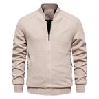 Waffle-Knit Zip Jacket for Ultimate Comfort Beige