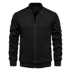 Waffle-Knit Zip Jacket for Ultimate Comfort Black