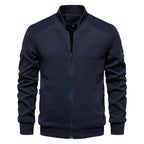 Waffle-Knit Zip Jacket for Ultimate Comfort Blue