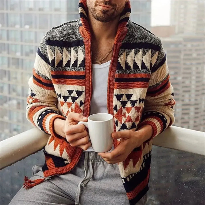 Jacquard Knit Cardigan XXL